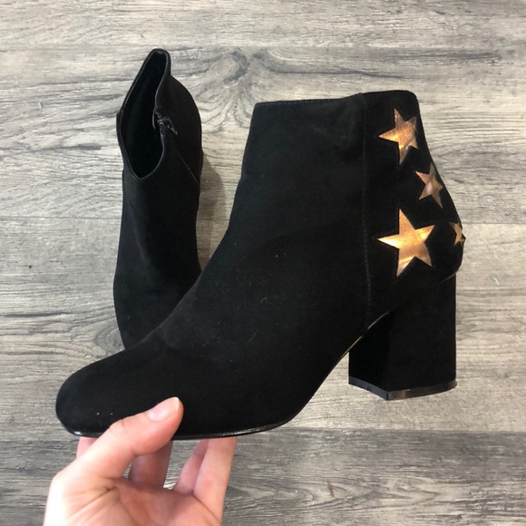 Atmosphere Shoes - Atmosphere Black Velvet Star Embellished Booties